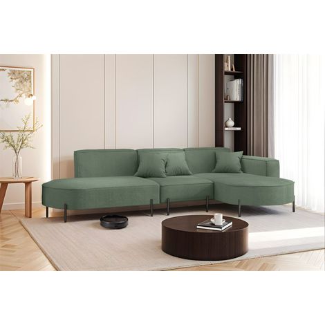 Ecksofa Designersofa VALENCIA in Stoff Scala Forest Ottomane Rechts (1/2)