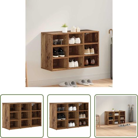vidaXL Meuble de rangement - Cabinet à chaussures avec étagère Bois ancien 77,5 x 30 x 51 cm (1/5)