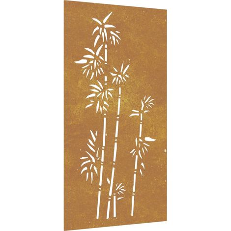 Décoration murale jardin 105x55 cm acier corten design bambou CFW456743 (1/5)