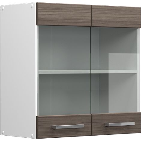 Hängeschrank R-Line, Grau, 60 cm mit Glastüren, Vicco