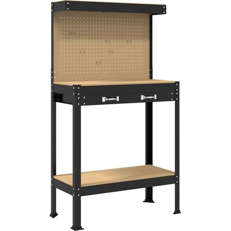 Banco de trabajo con cajón con estante Negro 81 x 41 x 145 cm vidaXL