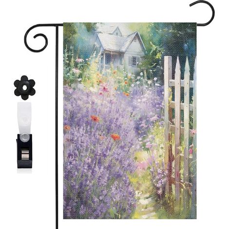 Drapeau vertical pâquerettes et ambiance de jardin enchanteur 30 x 45 cm décoration saisonnière cour (1/5)
