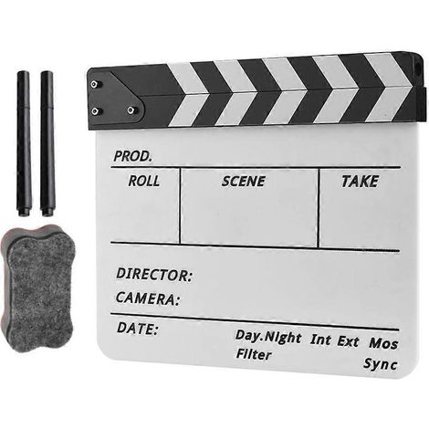 Filmklappe aus Acryl mit abwischbarer Oberfläche, Stiftschacht für 2 Stifte (1/4)
