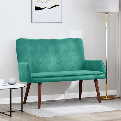 vidaXL Sofa 2 places Turquoise 115 x 61 x 87 cm Velours (1/5)