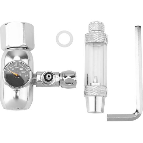Ensemble CO2 pour Aquarium avec Régulateur de Pression Mini Compteur Précis Valve Anti-Retour Indicateur de Bulles G5/8 Argent (1/5)