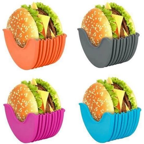 4PCS Moule à hamburger, Silicone, Facile à nettoyer, 10x3,8x5,6cm, Repas en famille (1/4)
