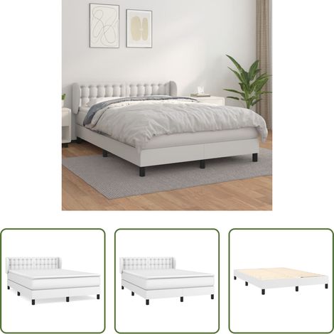 vidaXL Weißbett - Boxspringbett mit Matratze Weiß 140x200 cm Kunstleder (1/5)