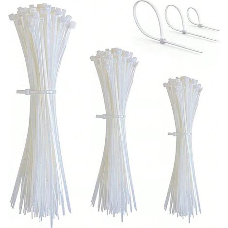 200 pièces d'attaches plastique auto-bloquantes blanches 4x200mm : résistantes à la chaleur et réutilisables, pour décoration de fête, mariage, fond, bouquet, arche (1/5)