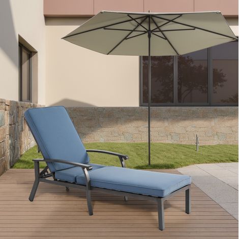 chaise salon inclinable 5 positions aluminium coussin HAVRYA (1/5)