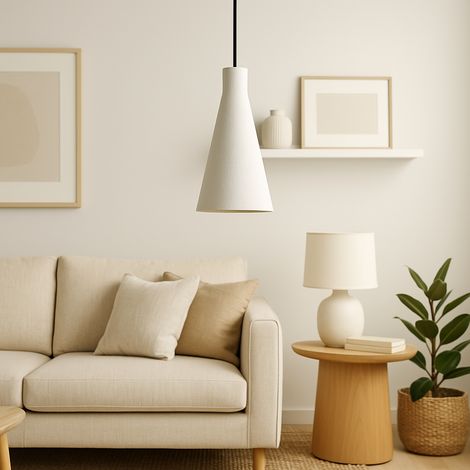 Pendelleuchte "Shu", weiß/schwarze Deckenrosette/schwarzes Kabel Kabel