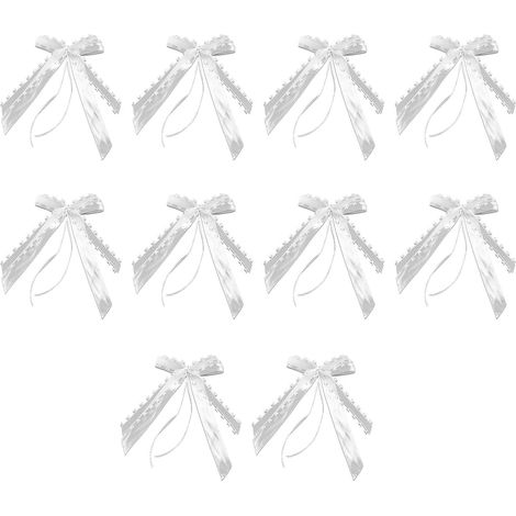 20x Autoschleifen Heirat mit Herz-Spitze, Autoschmuck für Brautauto, Hochzeitsdeko Band Schleifen (Geschenk, Deko) 26x13cm
