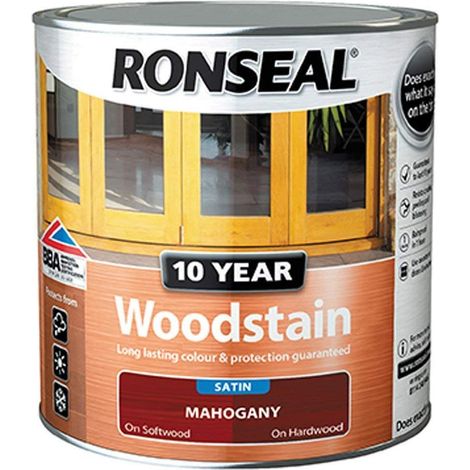 Ronseal 10 Year Exterior Woodstain in Mahogany - 750ml, Long-Lasting Protective Finish for Wooden Surfaces (1/3)