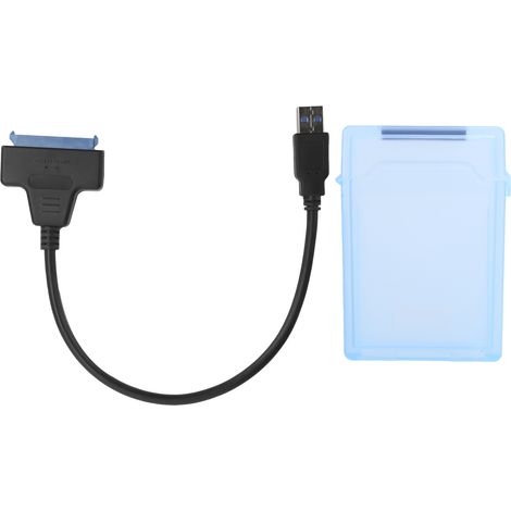 Câble adaptateur disque dur SATA USB 3.0 2,5 pouces HDD/SSD avec boîtier de protection bleu (1/5)