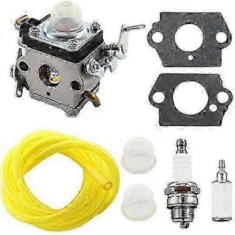Carburateur 122 avec bougie d'allumage, durite d'essence pour débroussailleuse Husqvarna 122c, 122ldx, 122lk 22 cm³, compatible avec filtre à essence et poire d'amorçage. (1/5)