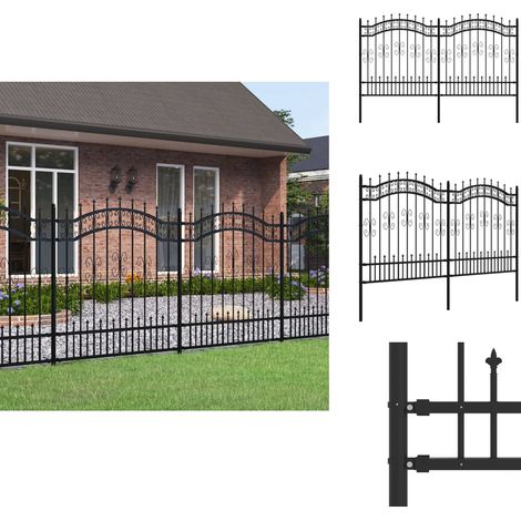 Gartenzaun mit Speerspitzen Schwarz 165 cm Stahl - Gartenzaun - Stahldurchgang - Sicherheitszaun - Zaunfeld - Terrassenabgrenzung (1/5)