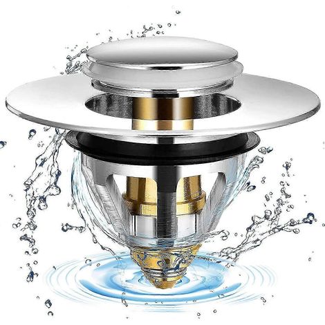 Bonde d'évier universelle en acier inoxydable pour bouchons d'évier de 32 et 38 mm (1 pièce) (1/5)