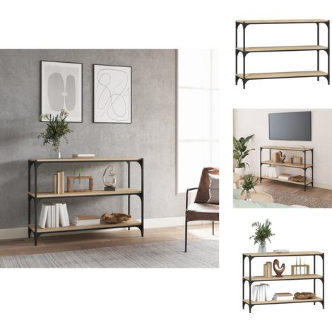 Bücherregale & Bücherschränke - Living Bücherregal Sonoma-Eiche 100x33x70,5 cm Holzwerkstoff und Stahl (1/5)