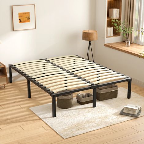 Stanew Sommier 120x190, Hauteur 29 cm, 28 Lattes, Sommiers à Lattes avec 9 Pieds pour Adulte, Cadre de Lit 120x190 avec Sommier, Lit 1 Personne en Métal pour Chambre ou Appartement (1/5)