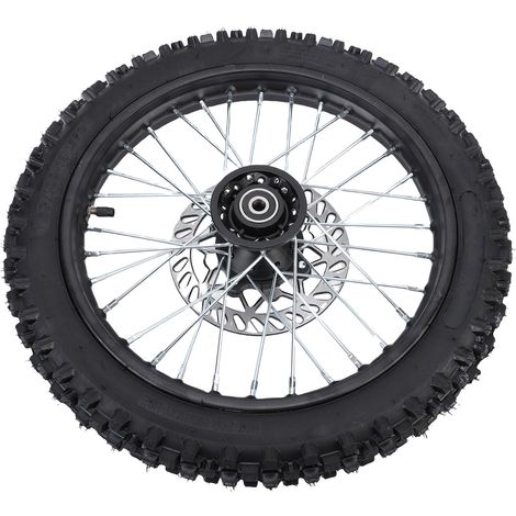 Ensemble de roue avant de vélo tout-terrain de 14 pouces, chambre à air de pneu 60/100-14 2.5-14, axe de jante de 12 mm avec rotor de frein pour motos tout-terrain de 125 140 150 160 ml (1/5)