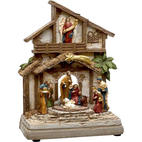Villaggio di natale illuminato con presepe animato e musicale, 10 led a batterie - Feeric lights & christmas (1/3)