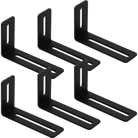 6 Pièces Equerre Metal de Fixation, Support d'angle Réglable 2 Fentes, Connecteur d'angle en Métal à 90 Degrés, Support de Coin Forme L, Equerre Fixation, Equerre Metal Noir Fixation de (1/5)