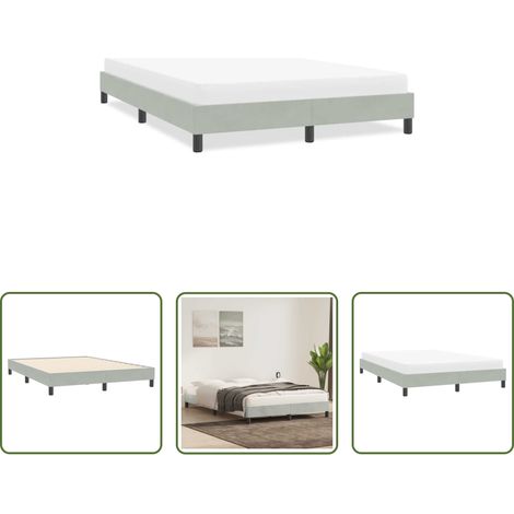 vidaXL Sommier à lattes - Cadre de lit sans matelas gris clair 140x210 cm velours (1/5)