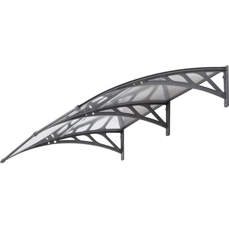 Front Door Awning, Outdoor Awning, Aluminum Alloy Rigid Plastic Polycarbonate Rainproof Canopy, UV Protective, Waterproof, Rainproof, 196 x 75 cm Transparent (1/5)