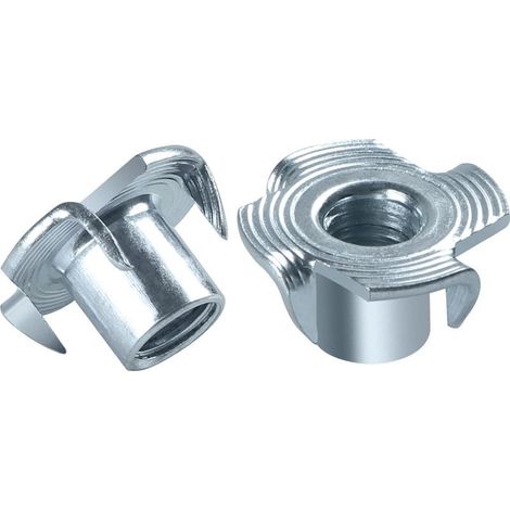 T-Nut-Einsätze, Gewindestahl M4 x 8 mm, 10 Stück, verzinkte T-Nuten aus Kohlenstoffstahl, Antriebsmuttern, Vierzahn-T-Nuten für Möbel- und Holzbearbeitung (1/4)