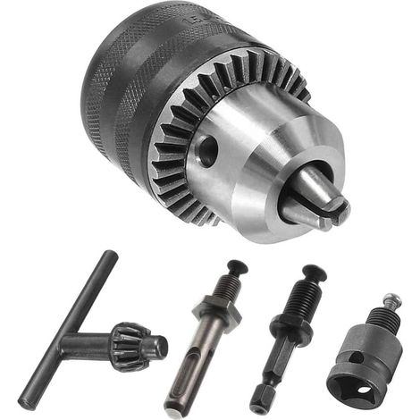 13mm Mandrin Perceuse à Changement Rapide Montage 1/2-20UNF Outil de Conversion de Mandrin de Forage avec Clé de Mandrin, Tige Hexagonale , Tige SDS Plus et Adaptateur Femelle Carré 1/2" (1/4)