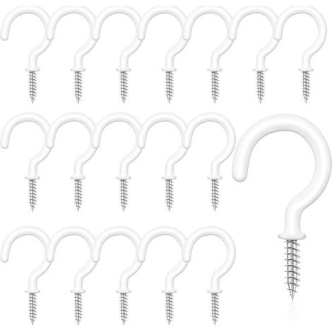 Ganchos de techo con tornillos - 20 piezas - Blancos - Ganchos robustos para plantas, iluminación y uso general. (1/5)