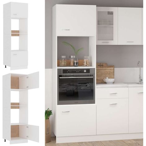 Maison Exclusive - Mueble para microondas "Lyon" blanco 60x57x207 (1/5)