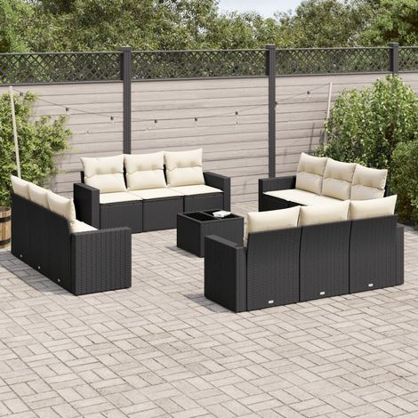Salon de jardin modulable en résine tressée avec coffres de rangement 13 pcs Noir - PANGIVO (1/3)