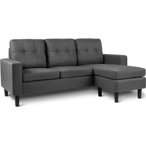 Domo Mea Divano Corner Moderna Grigio Reversibile 3 Posti - Comfort e Stile per il Tuo Soggiorno - Misure 215 x 148 x 82 h cm (1/5)