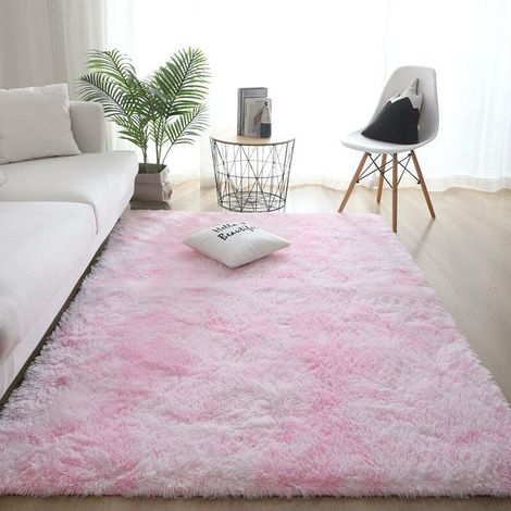 MINKUROW Alfombra De Piso Esponjoso Alfombra De Área Esponjosa De Piel Sintética Alfombra De Piso Degradado Decorativa Para Dormitorio Sala De Estar Comedor (Rosa, 80 × 160 Cm) (1/3)