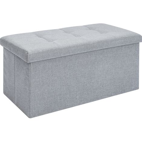 Ottoman Storage Foldable Bench with Lid Multifunctional Footrest Stool Toy Chest Organizer Long Shoe Bench for Living Room Bedroom Apartment (Light Gray, 76X38X38CM) (1/5)