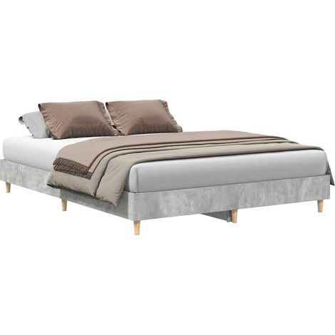 Maison Exclusive - Bettgestell ohne Matratze Betongrau 140x200 cm (1/5)