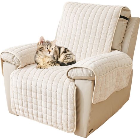 Housse Fauteuil Relax, Housse pour Canapé Relax, Chat Chiens Fauteuil Protection Lavable Résistant à l'usure Antidérapant – Beige 116x190cm (1/4)
