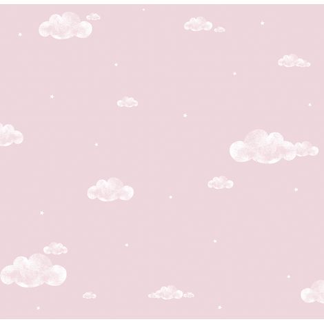 papier peint petits nuages rose et blanc - Sanders & Sanders (1/3)