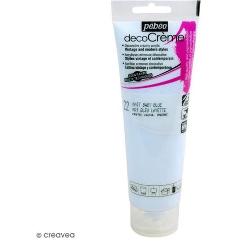 Peinture acrylique - PEBEO - DecoCrème - Bleu layette - 120 ml - Finition Mat