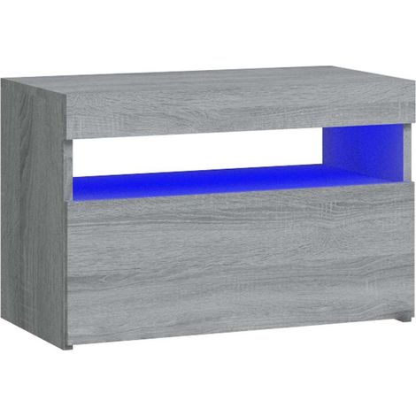 Maison Exclusive - Mesitas de noche con luces LED 2 uds gris Sono (1/5)