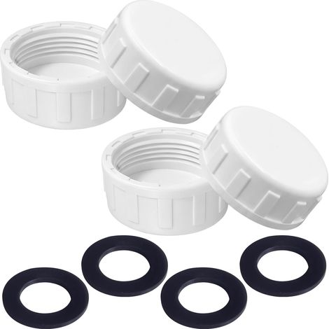 4 Pièces Bouchon de Vidange avec Joint, Bouchon d'Obturation Fileté Femelle Anti-Fuite pour Machine à Laver, Cuisine, Salle de Bain et Tuyaux d'Évacuation (32mm Blanc) (1/5)