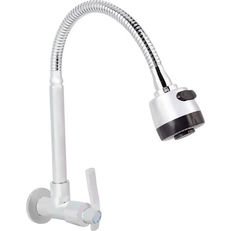 Wall-Mounted Kitchen Faucet with Single Handle - 360° Rotating Gooseneck - G1/2" Fitting - Modern Design (1/4)
