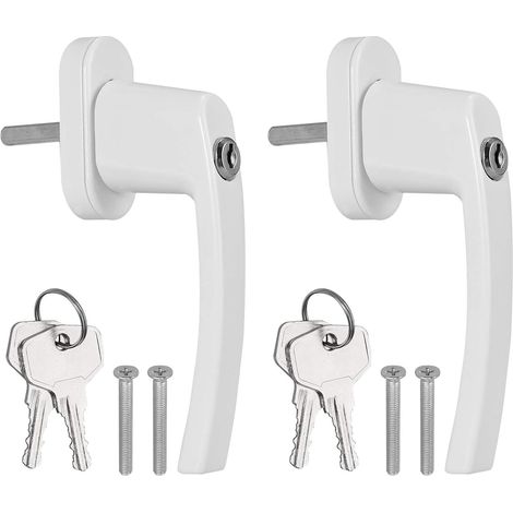 2PCS Poignées de Fenêtre Verrouillable à Clé en Aluminium Blanc Poignée de Porte de Balcon Windows avec 4PCS Vis et 4 PCS Clés Convient à Toutes Les Fenêtres et Portes de Balcon Courantes (1/5)