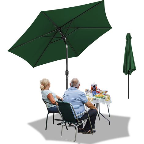 Jiubiaz Sonnenschirm 2,7 m Stecksystem – Mehrteiliger Balkonschirm für Garten & Terrasse, grün