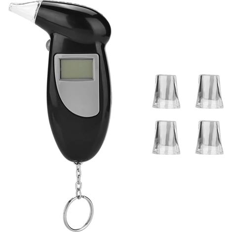 Analizador de alcoholemia profesional, detector de mentiras por alcohol, alcoholímetro con pantalla LCD digital, alcoholímetro personal para uso doméstico y profesional (negro) (1/5)