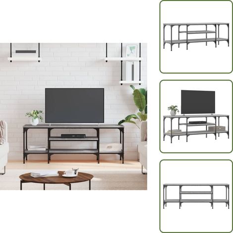 The Living Store Mobile TV Grigio Sonoma 121x35x45 cm Legno Multistrato e Ferro - Mobile da interno