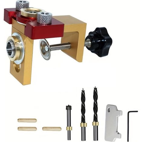 Kit de Gabarit de Goujonnage pour le Travail Du Bois, Localisateur de Poinçon de Goujon en Bois Réglable, Gabarit de Trou de Poche en Aluminium (1/5)