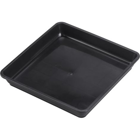Lot de 10 Soucoupes Carrées en Plastique Noir 15x15 cm pour Pots de Fleurs (1/5)