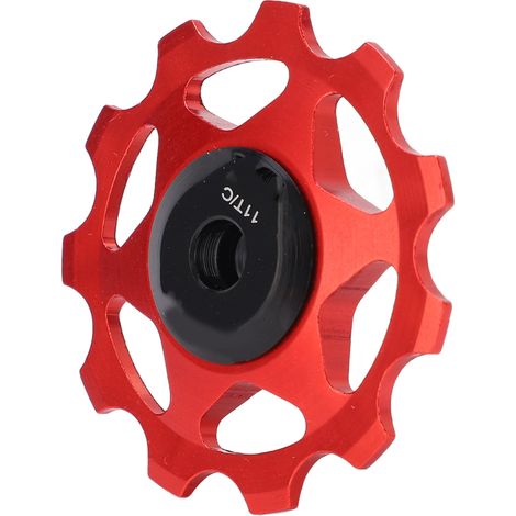 Galet de dérailleur arrière pour VTT 11 dents, guide-galet, roulement, fixations, galet tendeur rouge (1/5)