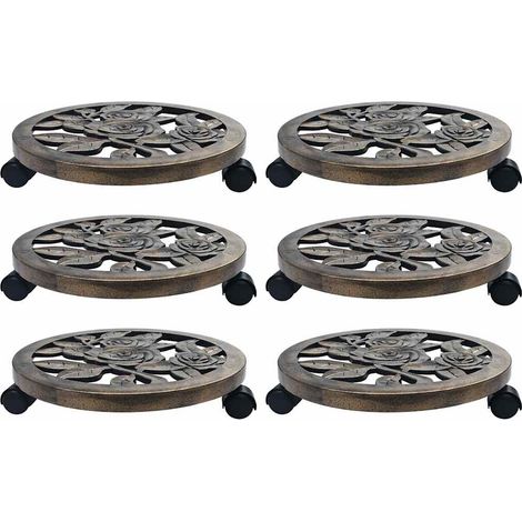 Soporte con ruedas de plantas 6 uds plástico color bronce 38 cm vidaXL (1/5)